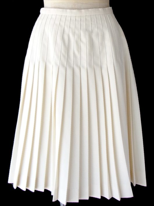 【ヨーロッパ古着】フランス買い付け 60年代製 アイボリー X プリーツ スカート 12FC312【レトロ】