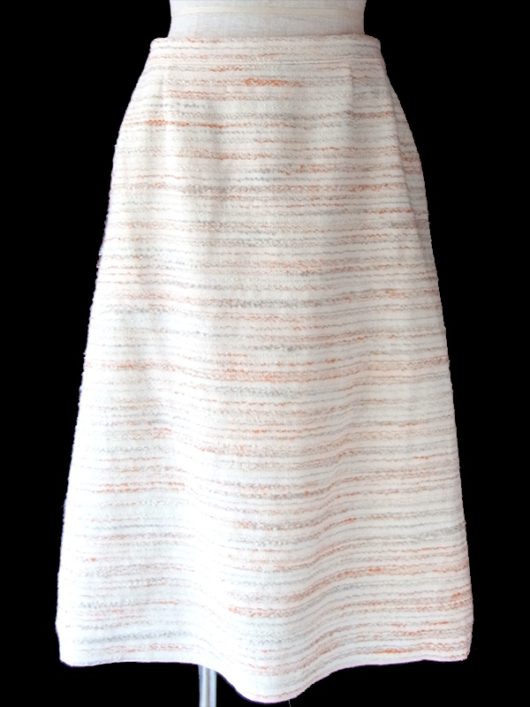 【ヨーロッパ古着】ロンドン買い付け イタリア製 オフホワイト X オレンジ・グレイ ボーダー スカート 16BS425【美品】