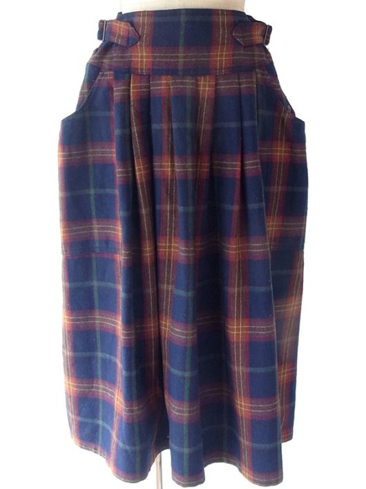 【ヨーロッパ古着】イタリア製 タータンチェック アジャスター・ポケット付き スカート 17BS143【美品】