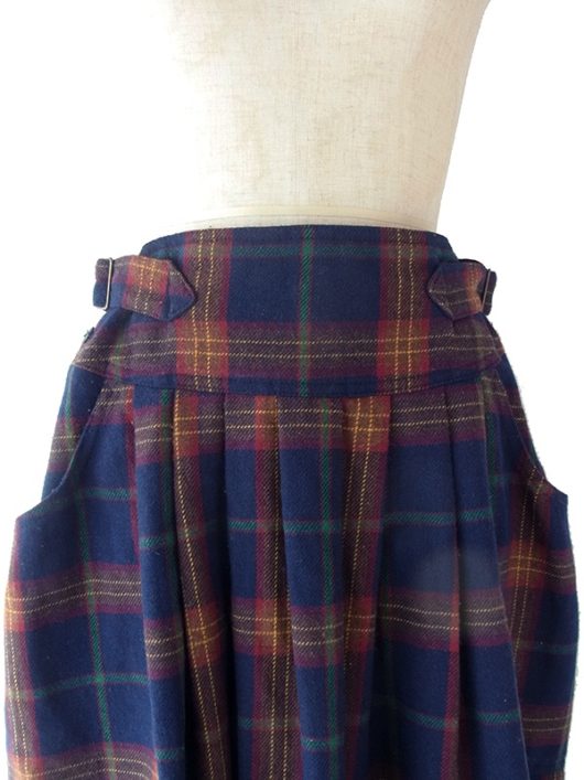 【ヨーロッパ古着】イタリア製 タータンチェック アジャスター・ポケット付き スカート 17BS143【美品】