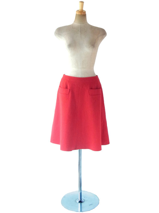 【ヨーロッパ古着】ロンドン買い付け 60年代製 レッド X ポケット付き しっかりとしたウール生地の スカート 17BS149【美品】