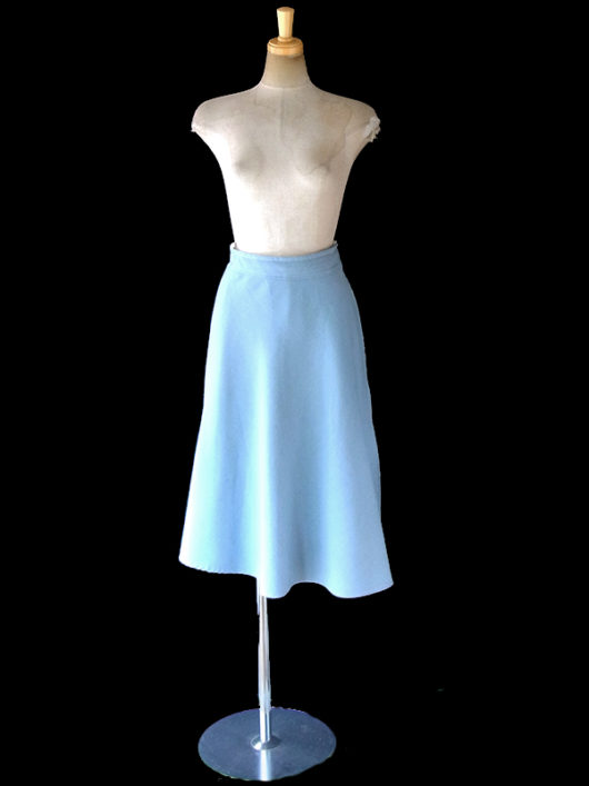 【ヨーロッパ古着】ロンドン買い付け 60年代製 水色 X ホワイトステッチ ラップスカート 18BS226【おとなかわいい】