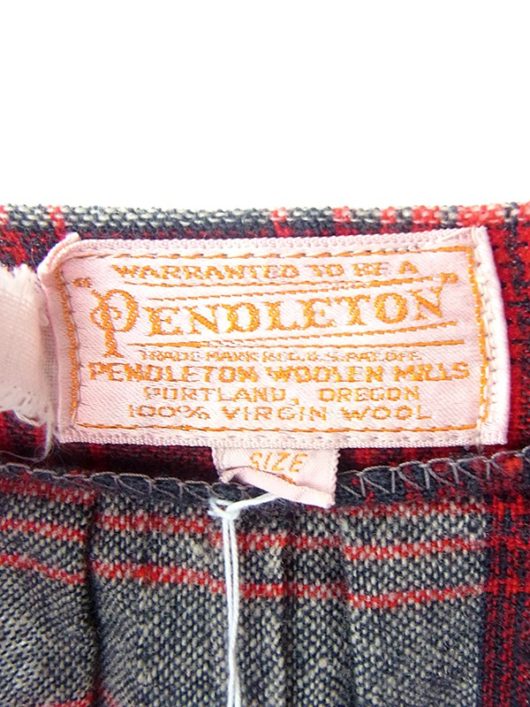 【ヨーロッパ古着】アメリカ製 PENDELTON レッド X ネイビー X ライトベージュ チェック柄 ウール ボックスプリーツ スカート 18SR118【おとなかわいい】